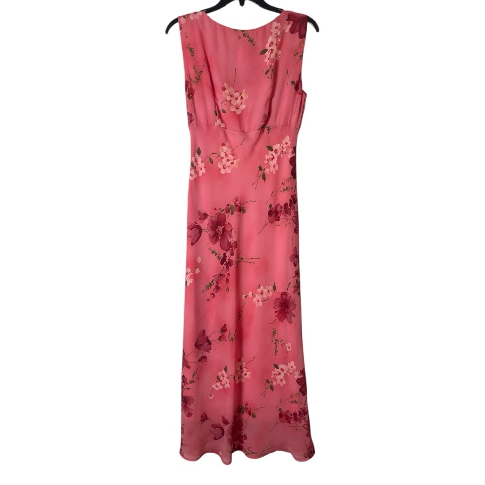 Connected Apparel Pink Floral Maxi Dress Women’s Sleeveless V-Neck Y2K Sz 8 - Picture 4 of 6